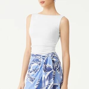 NWT OGL Move Ribbed Ruched Side Tank Top in White Built-in Bra Padded